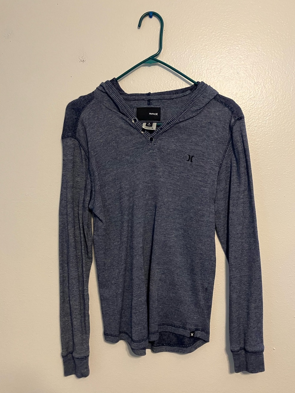 Hurley Men's Heather Navy V-Neck Hooded Sweater